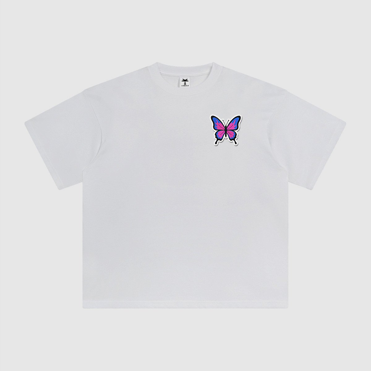 T-shirt oversized brodé Papillon – blanc – cœur