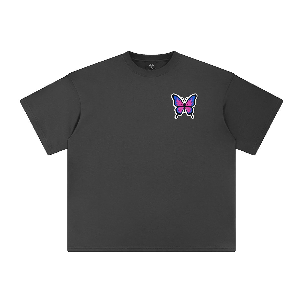 T-shirt oversized brodé Papillon – gris foncé – cœur