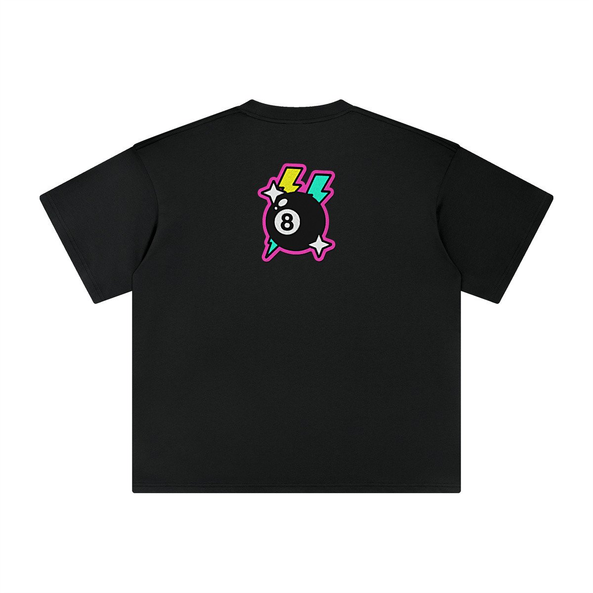T-shirt oversized brodé Boule 8 – noir – grand dos