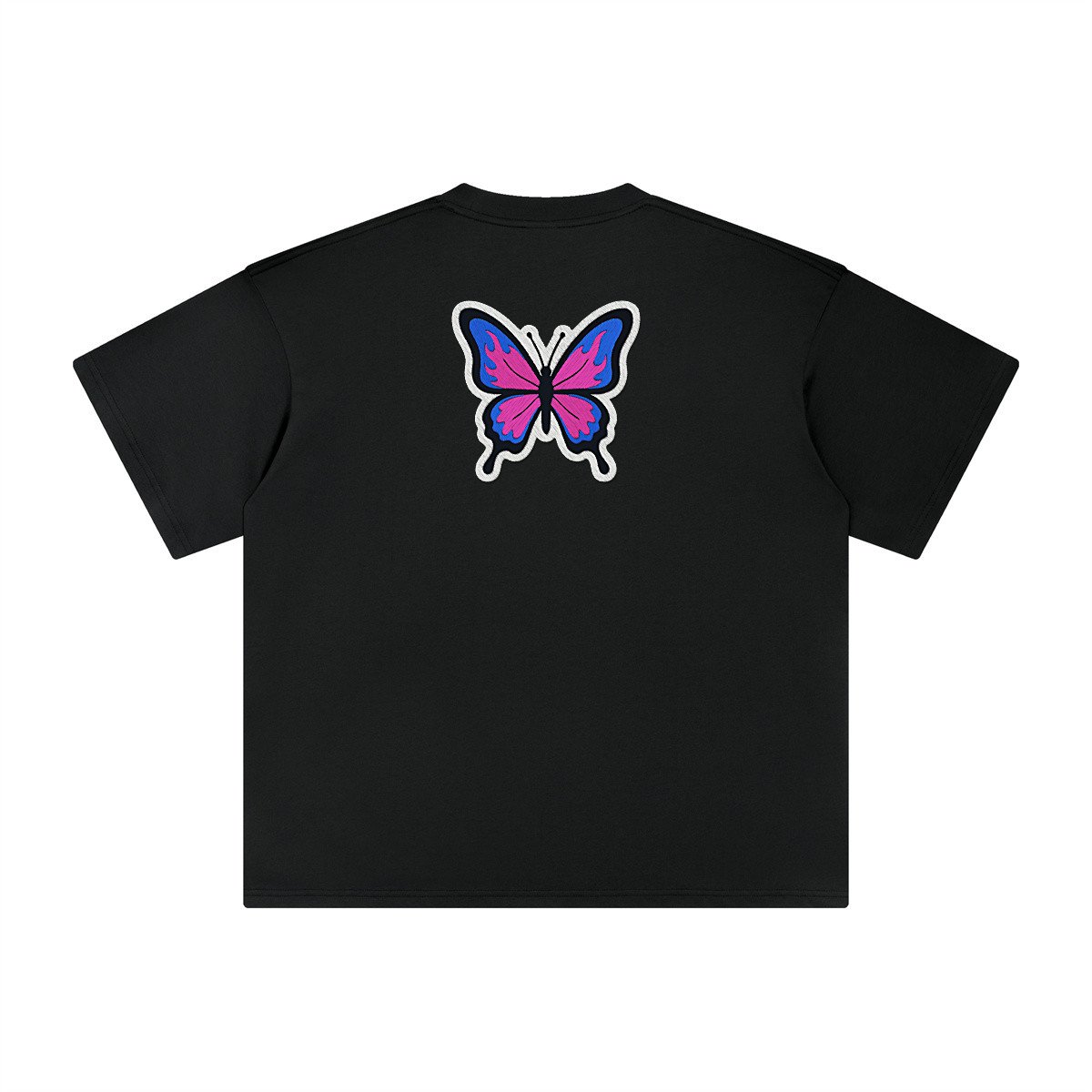 T-shirt oversized brodé Papillon – noir – grand dos
