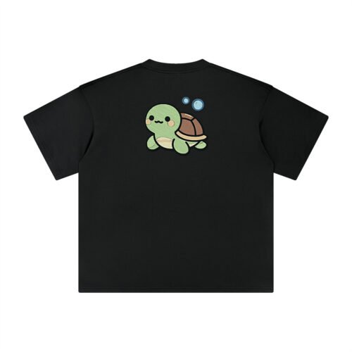 T-shirt oversized brodé Tortue – noir – grand dos