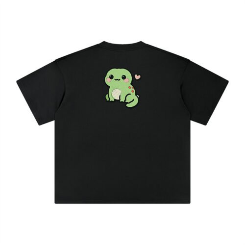 T-shirt oversized brodé Gecko – noir – grand dos