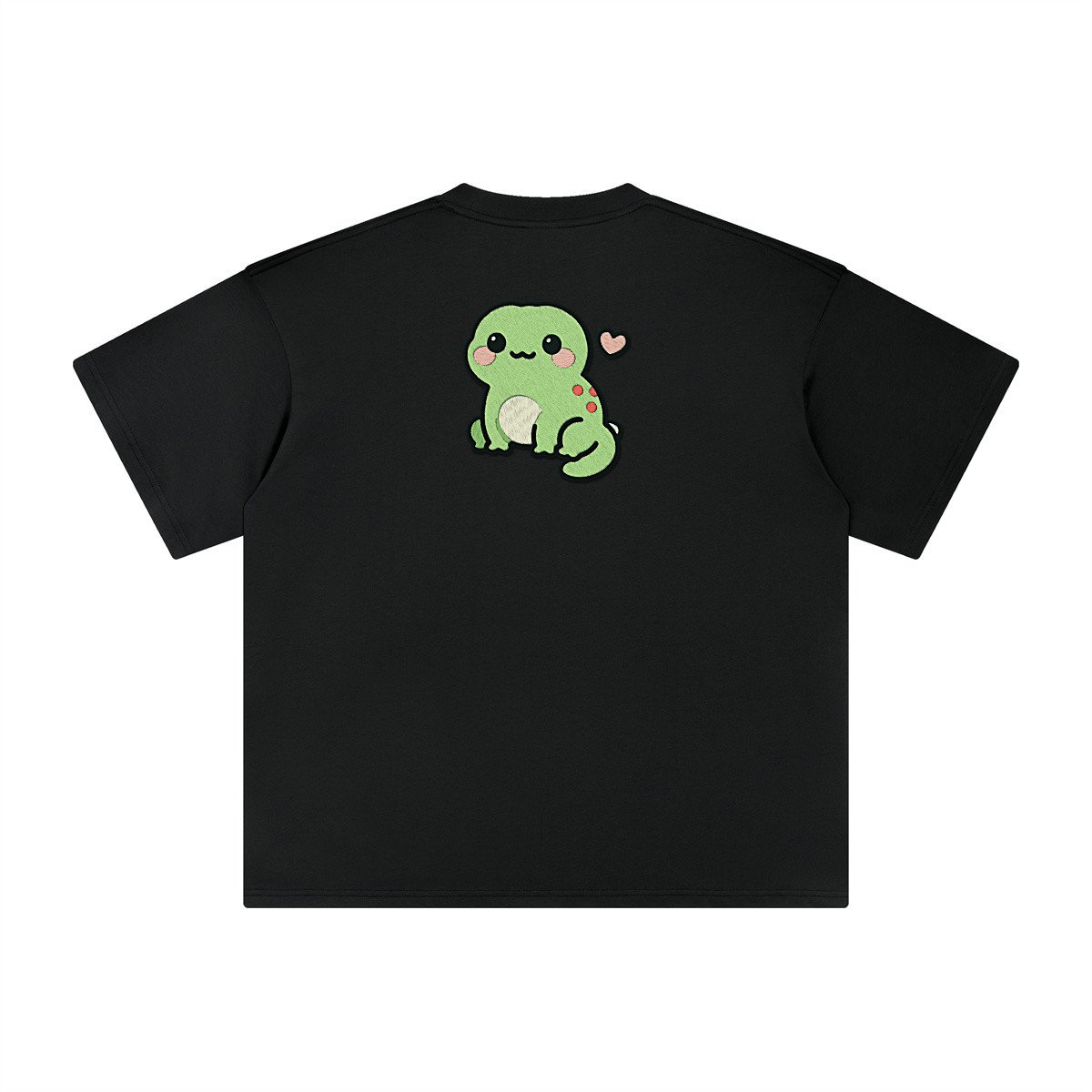 T-shirt oversized brodé Gecko – noir – grand dos