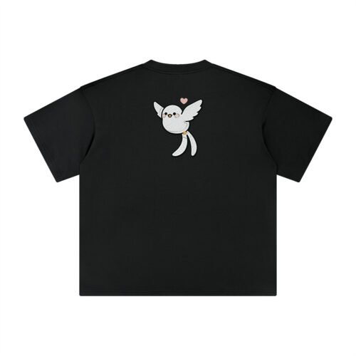 T-shirt oversized brodé Paille-en-queue – noir – grand dos
