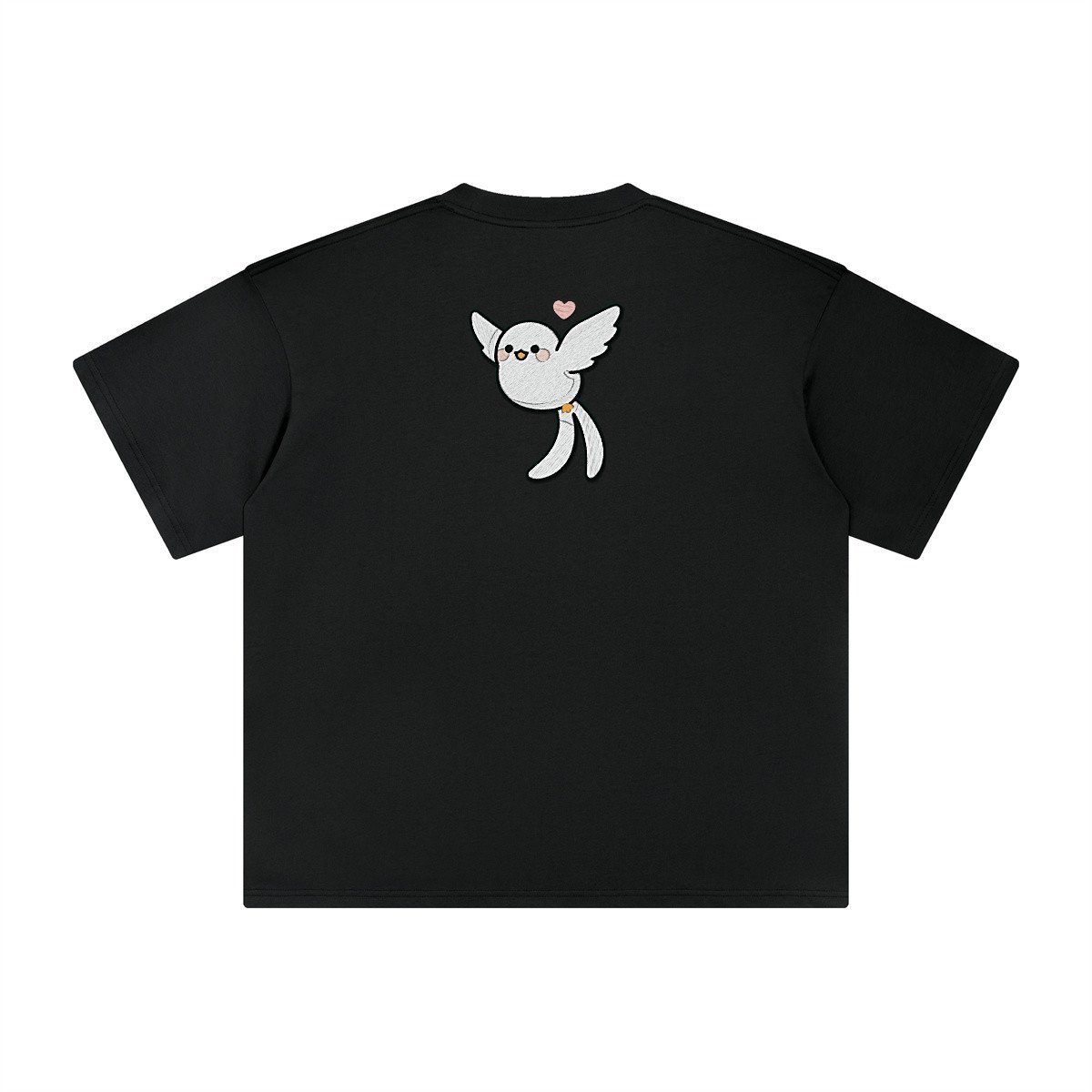 T-shirt oversized brodé Paille-en-queue – noir – grand dos