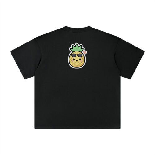 T-shirt oversized brodé Ananas – noir – grand dos