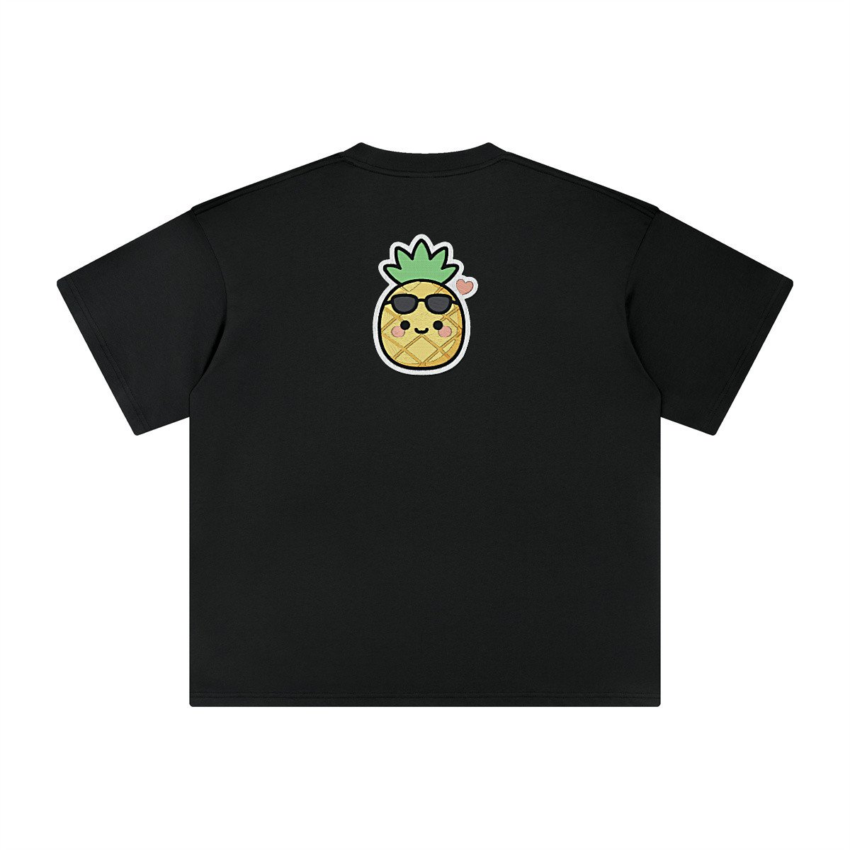 T-shirt oversized brodé Ananas – noir – grand dos
