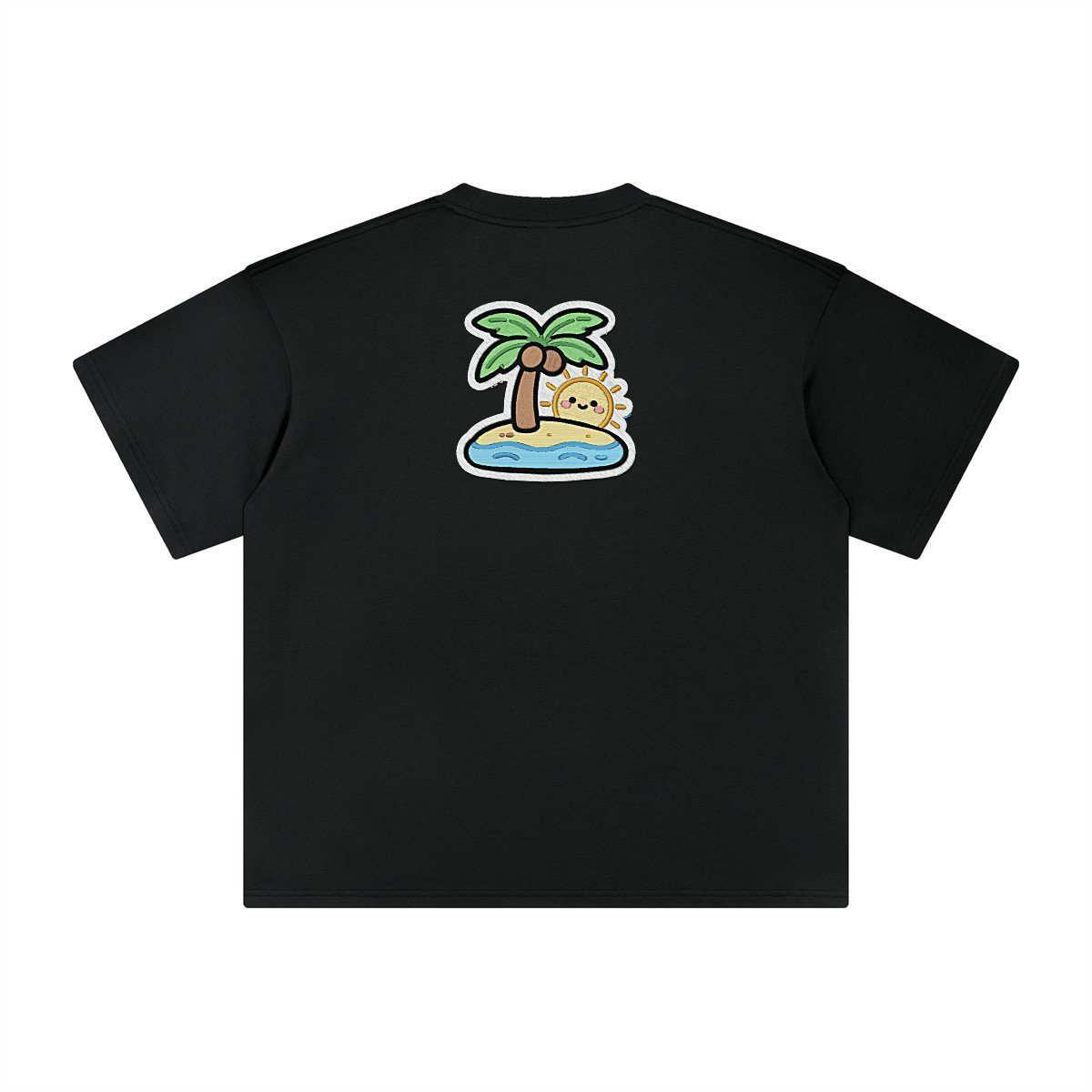 T-shirt oversized brodé Cocotier – noir – grand dos