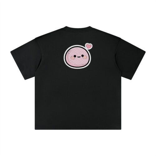 T-shirt oversized brodé Mochi – noir – grand dos