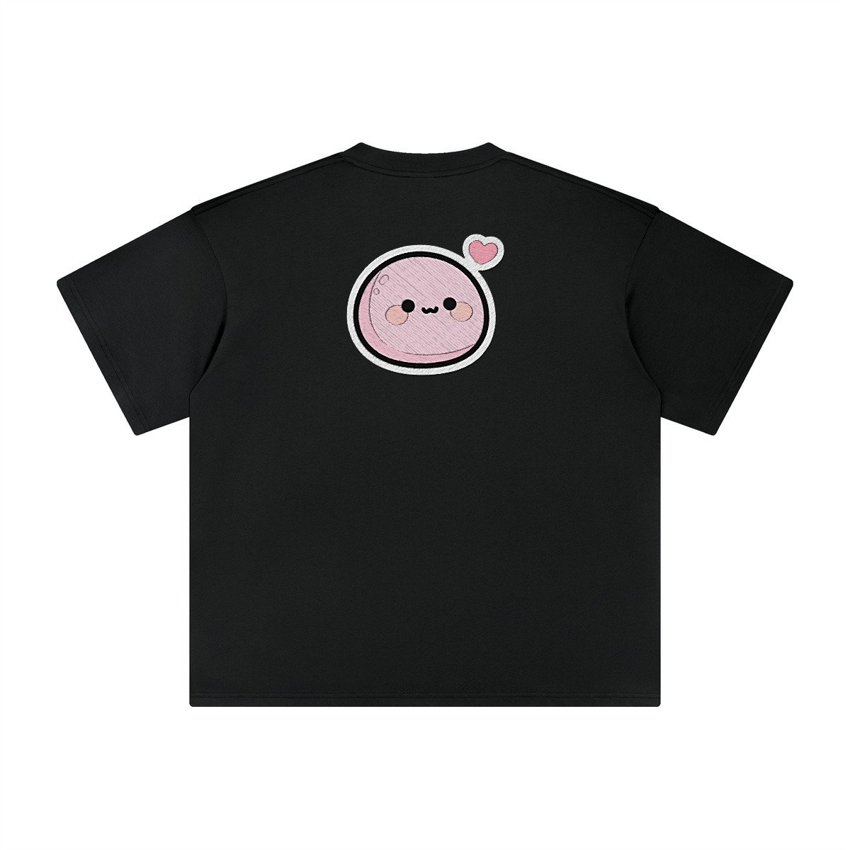T-shirt oversized brodé Mochi – noir – grand dos