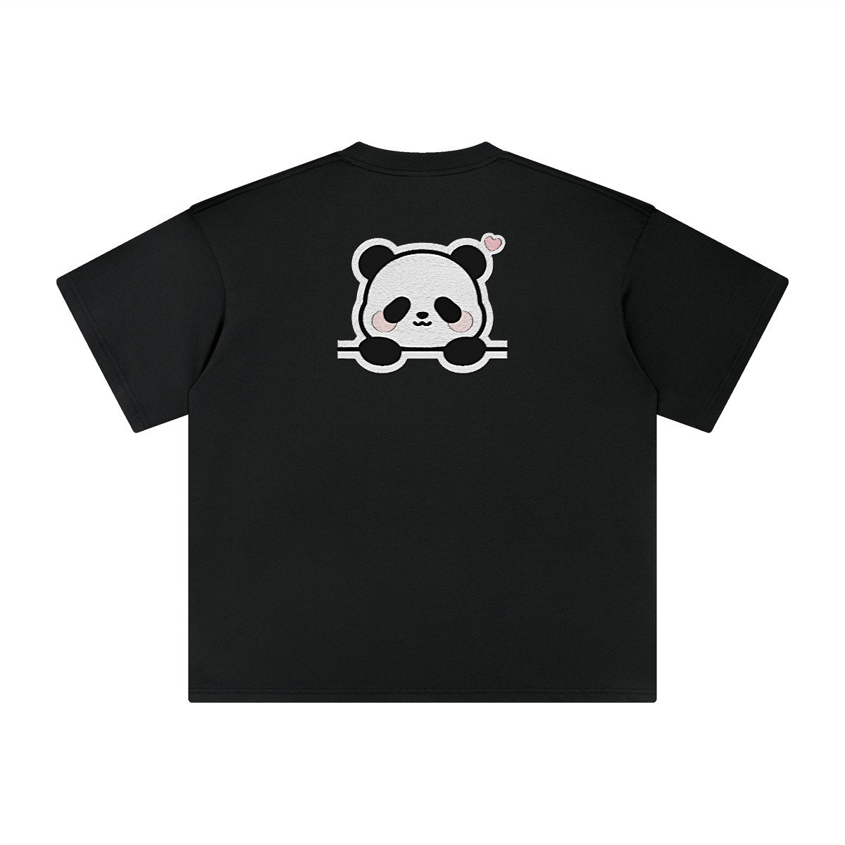 T-shirt oversized brodé Panda – noir – grand dos