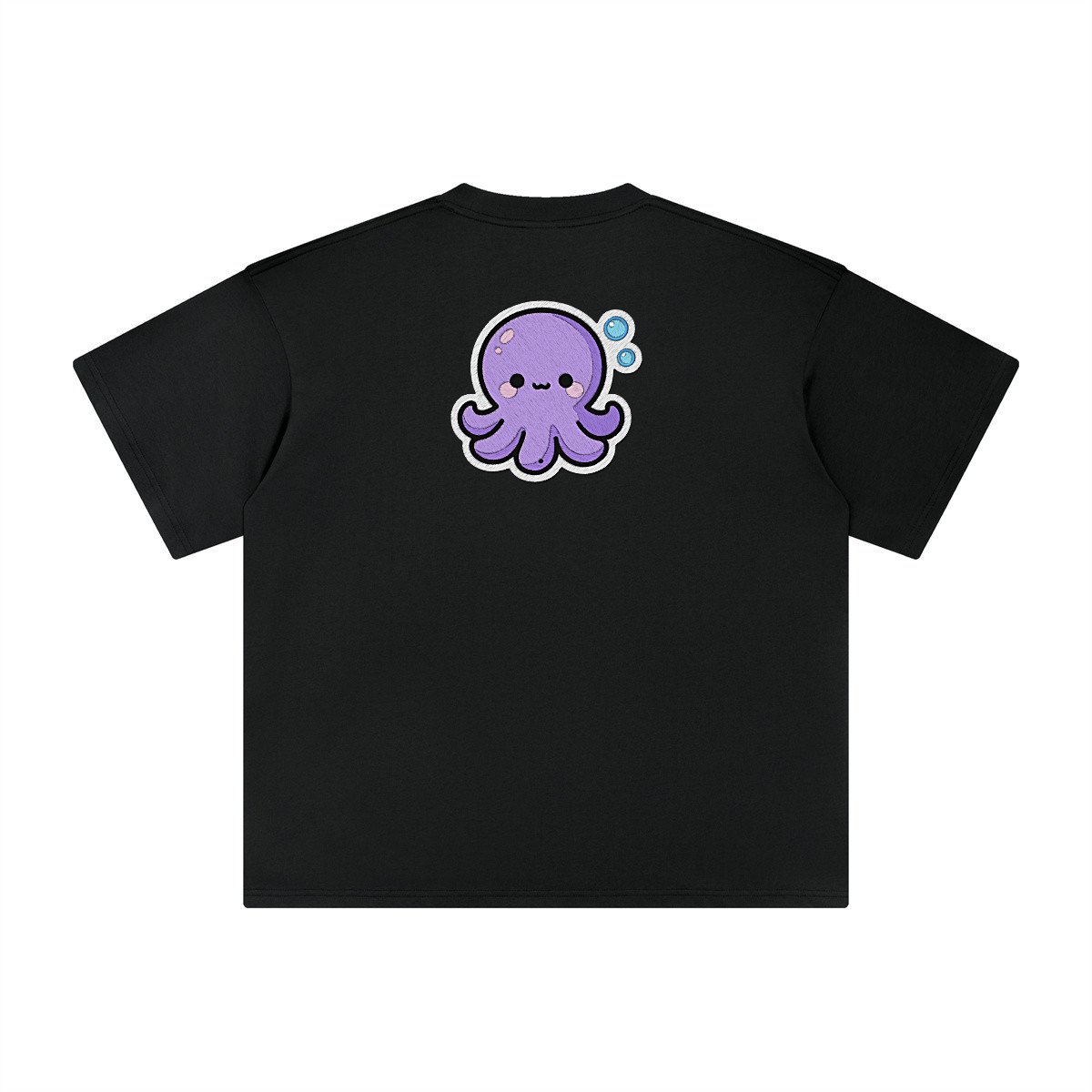 T-shirt oversized brodé Pieuvre – noir – grand dos