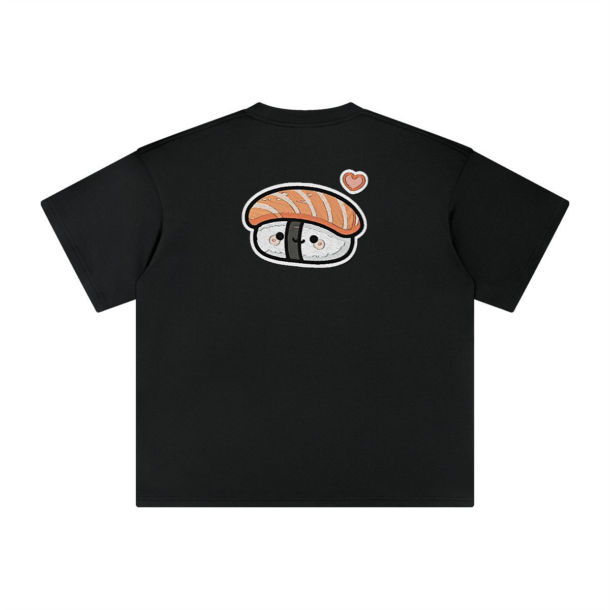 T-shirt oversized brodé Sushi – noir – grand dos