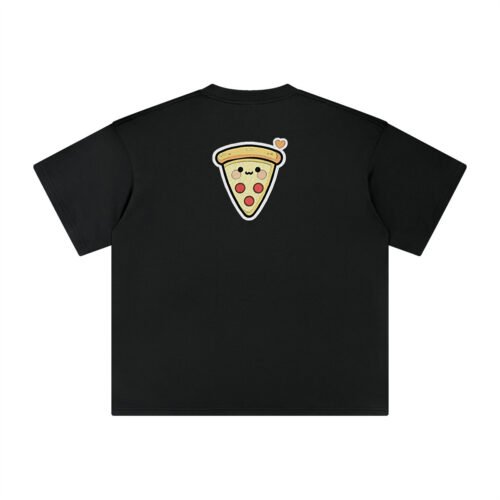 T-shirt oversized brodé Pizza – noir – grand dos