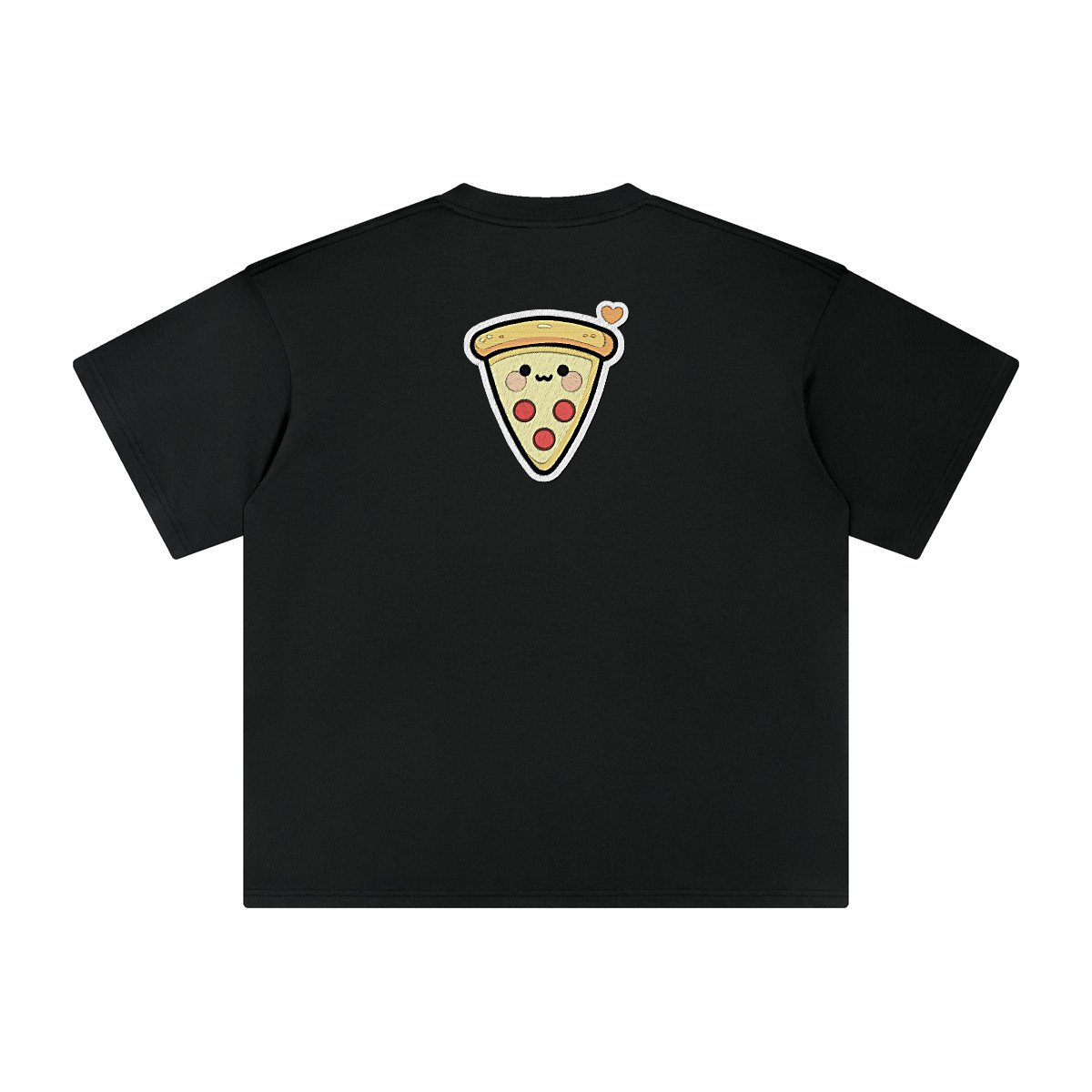 T-shirt oversized brodé Pizza – noir – grand dos