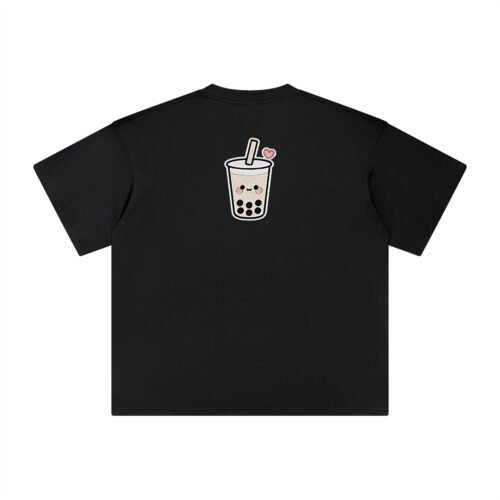 T-shirt oversized brodé Bubble Tea – noir – grand dos