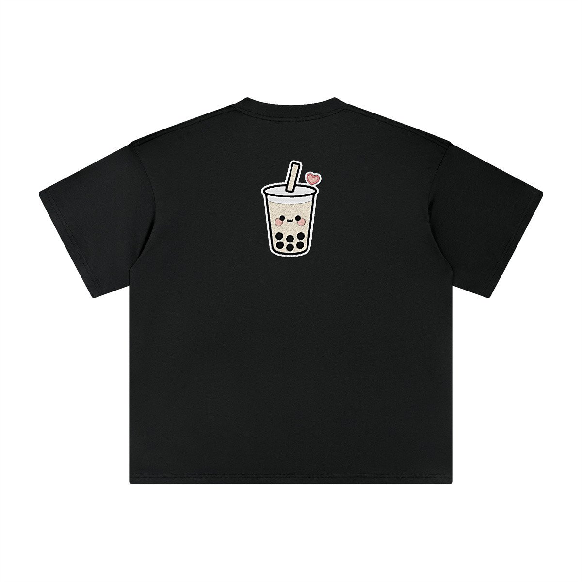T-shirt oversized brodé Bubble Tea – noir – grand dos