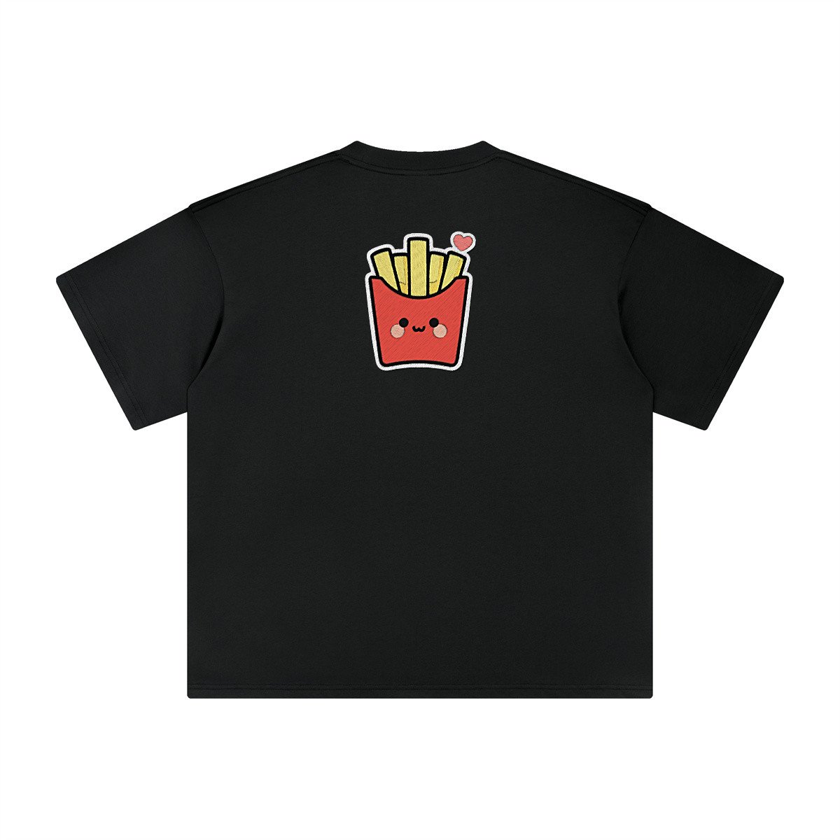 T-shirt oversized brodé Frites – noir – grand dos