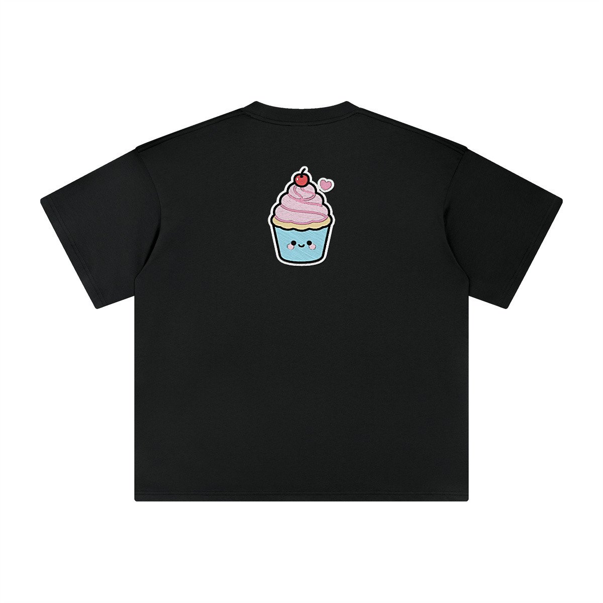 T-shirt oversized brodé Cupcake – noir – grand dos