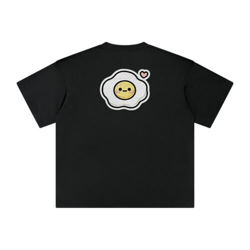 T-shirt oversized brodé Œuf – noir – grand dos