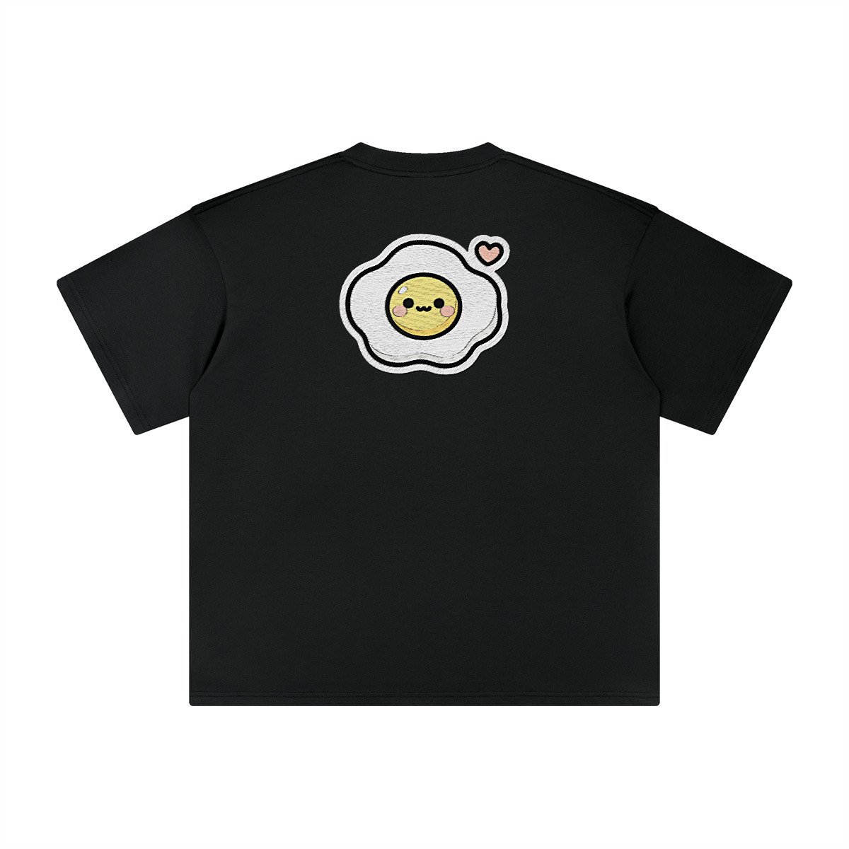 T-shirt oversized brodé Œuf – noir – grand dos