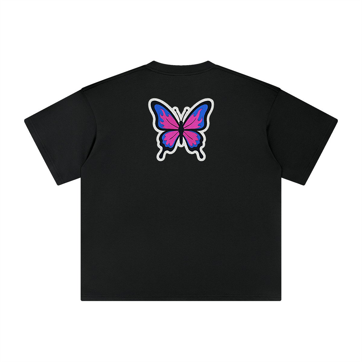 T-shirt oversized brodé Papillon – noir – grand dos