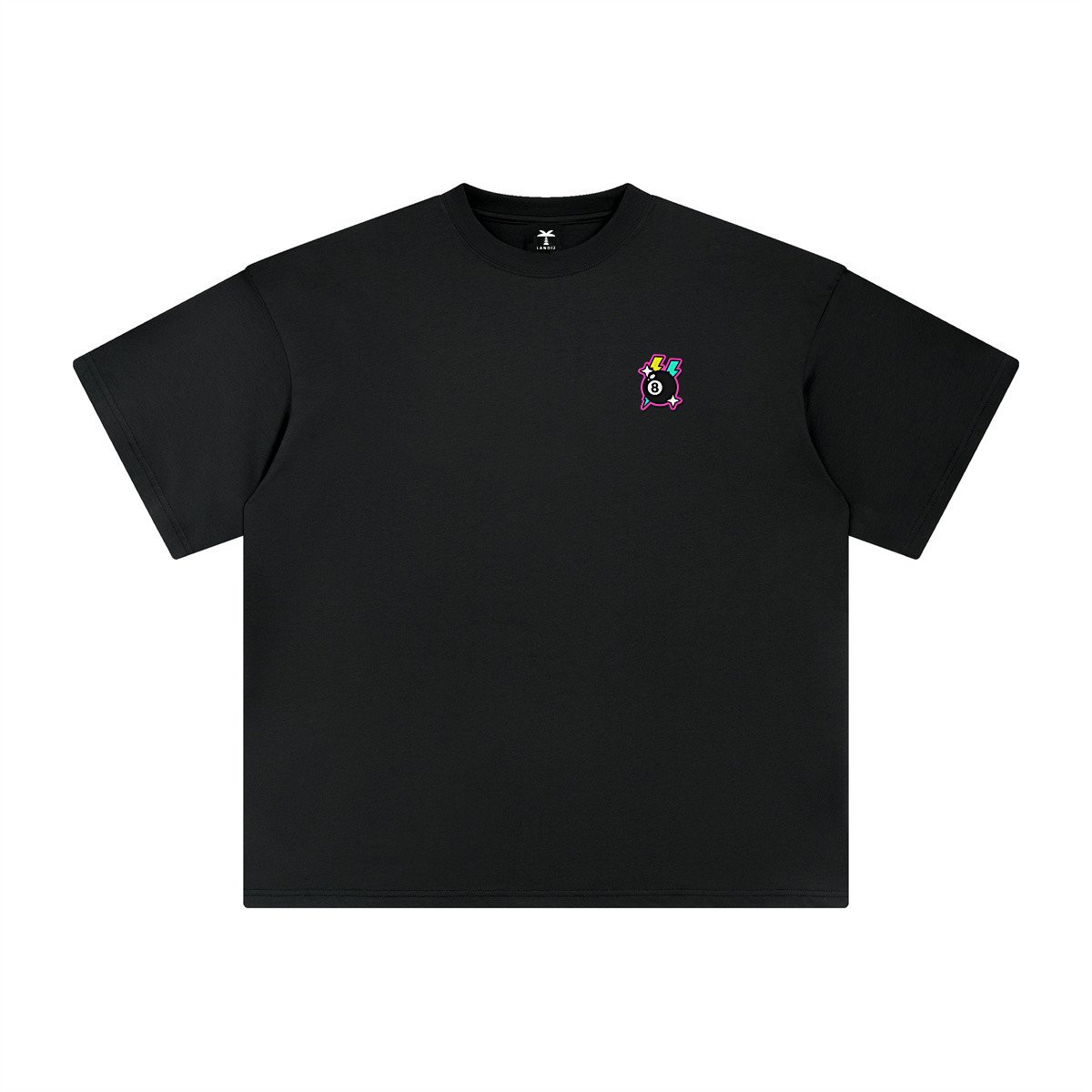 T-shirt oversized brodé Boule 8 – noir – cœur