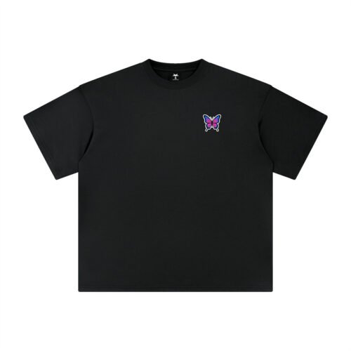 T-shirt oversized brodé Papillon – noir – cœur