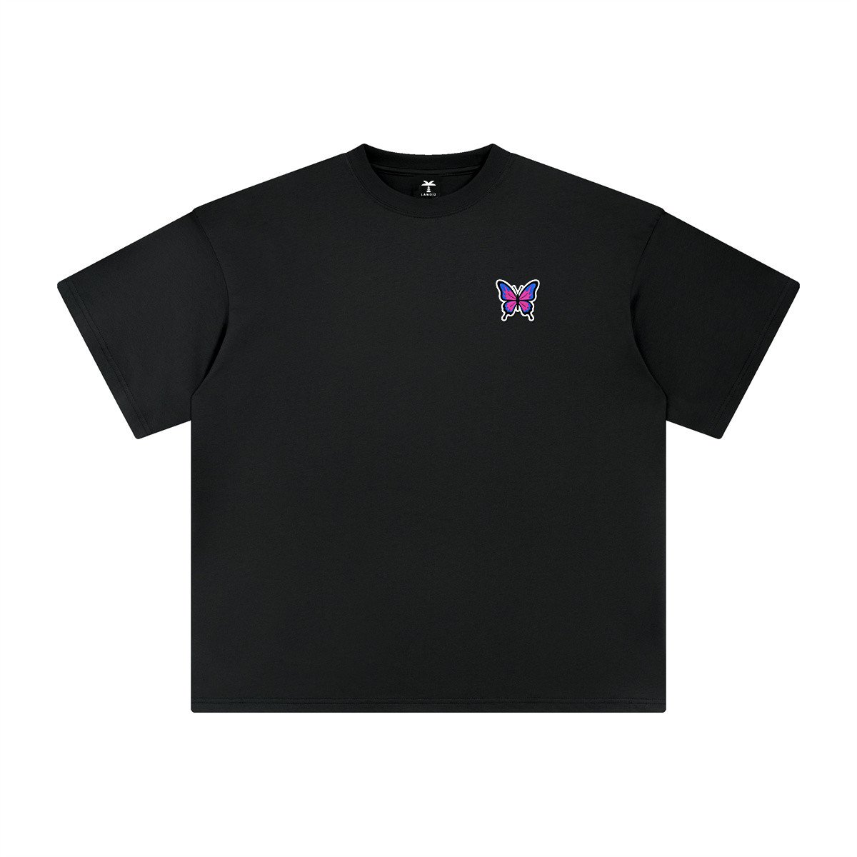 T-shirt oversized brodé Papillon – noir – cœur