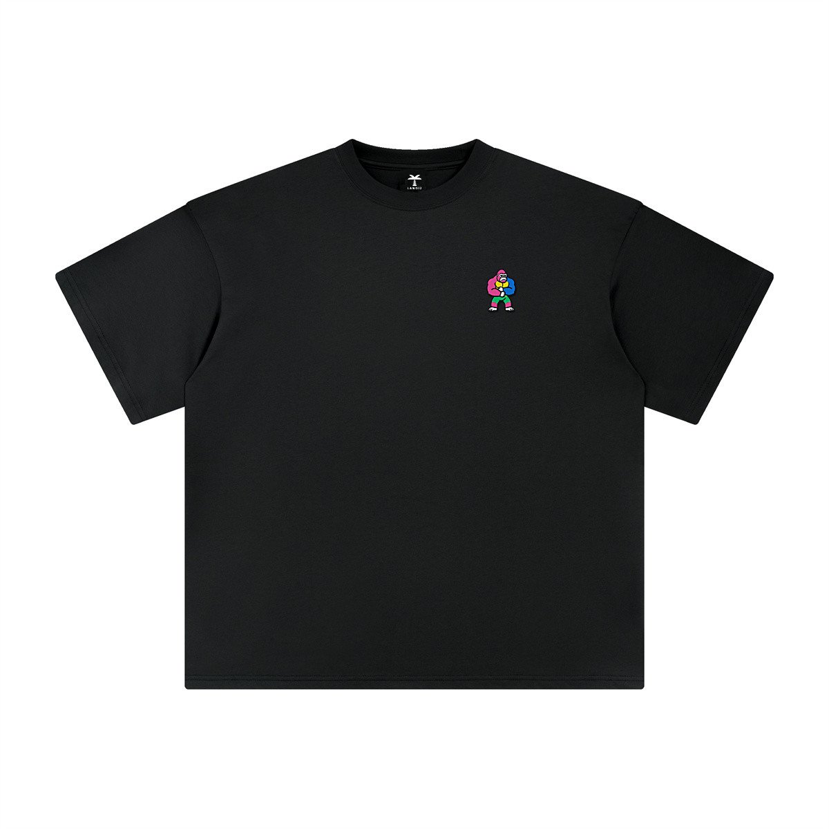 T-shirt oversized brodé Gorille – noir – cœur