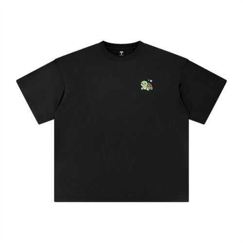 T-shirt oversized brodé Tortue – noir – cœur