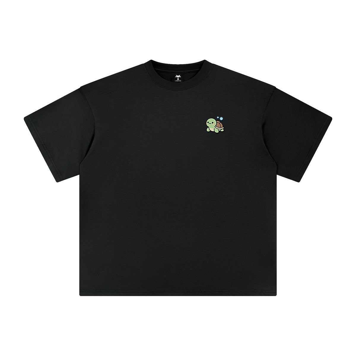 T-shirt oversized brodé Tortue – noir – cœur