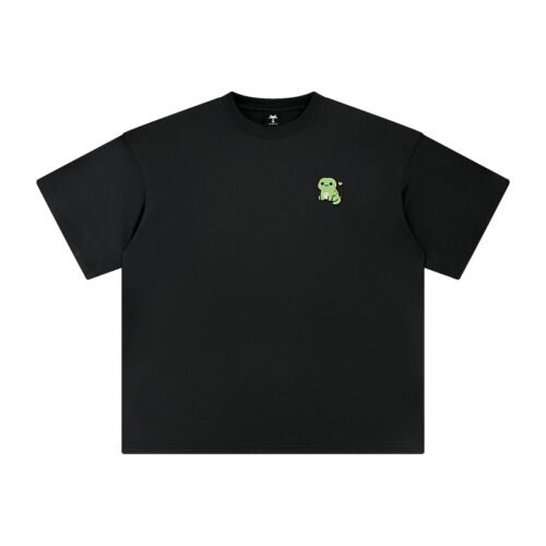 T-shirt oversized brodé Gecko – noir – cœur