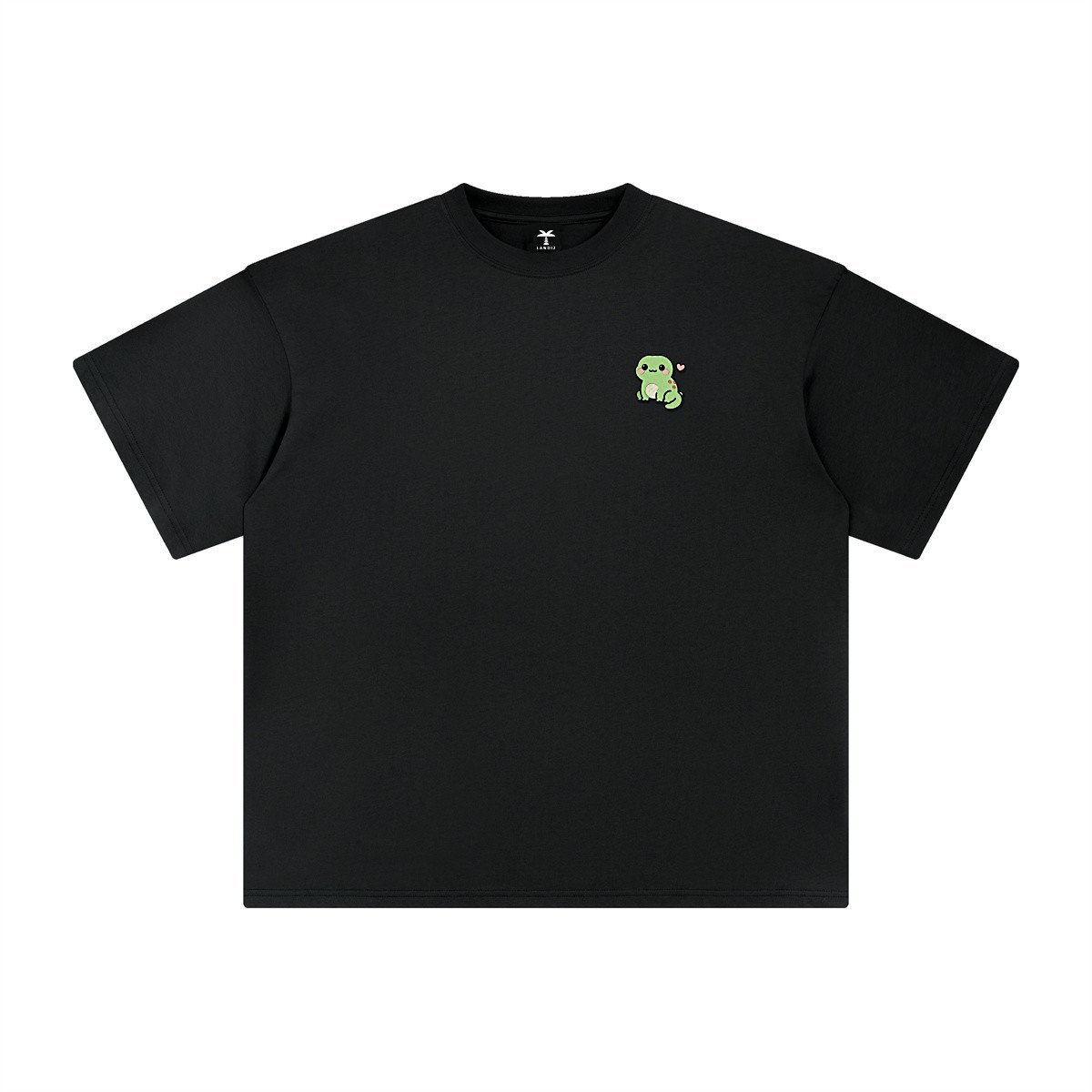 T-shirt oversized brodé Gecko – noir – cœur