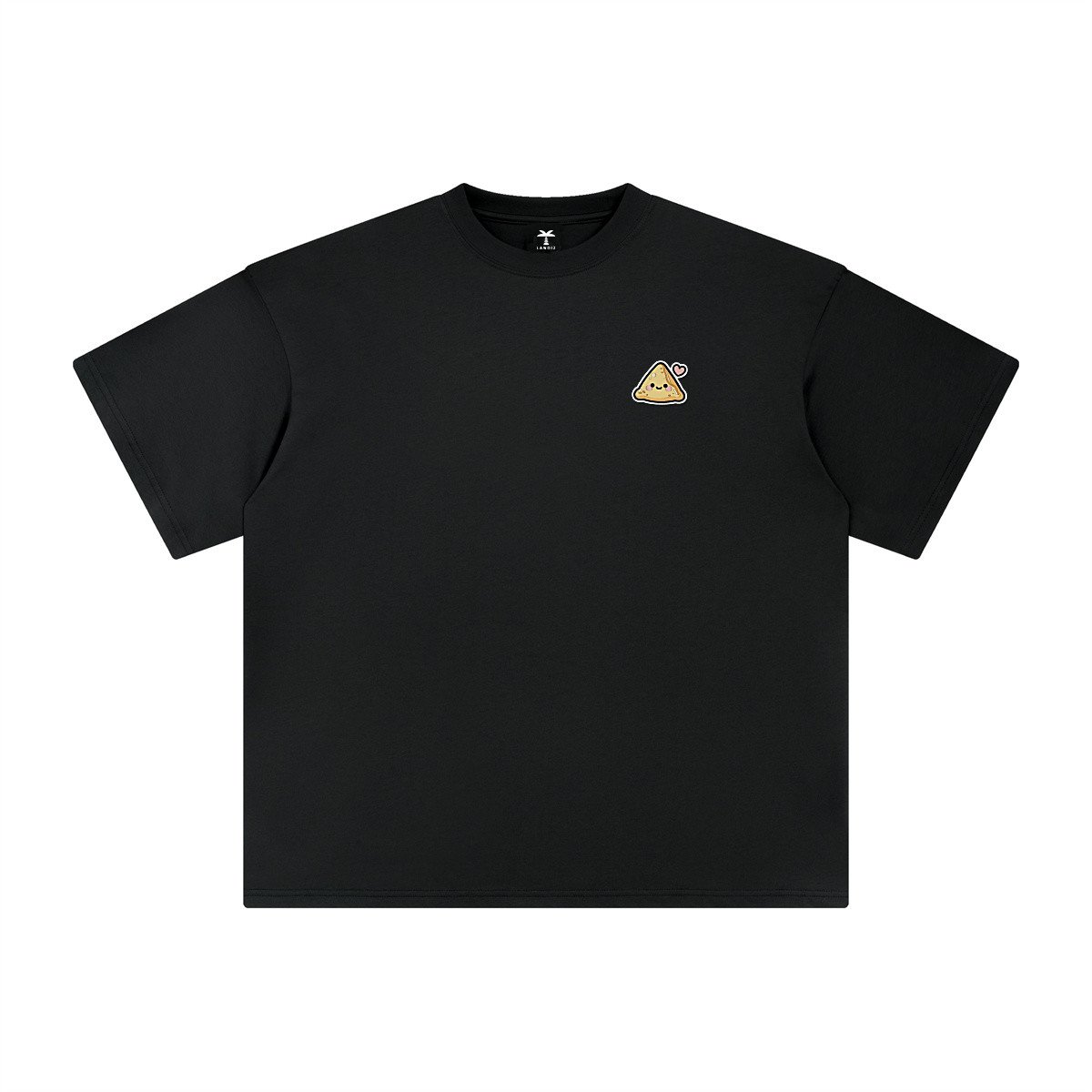 T-shirt oversized brodé Samoussa – noir – cœur