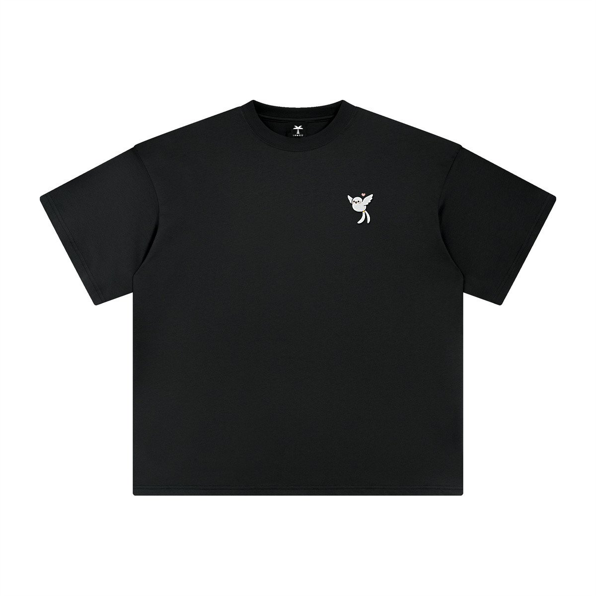 T-shirt oversized brodé Paille-en-queue – noir – cœur