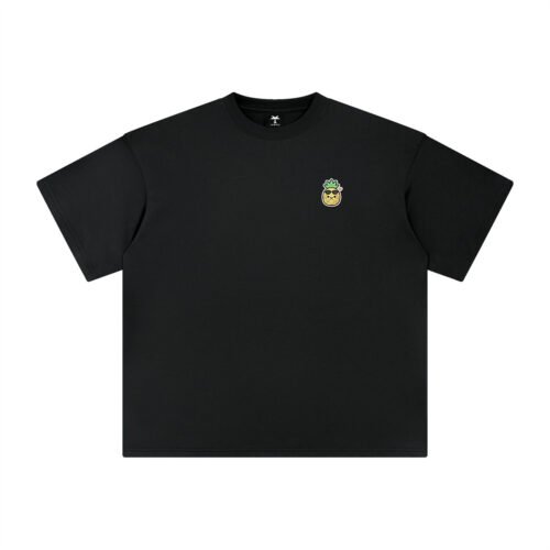T-shirt oversized brodé Ananas – noir – cœur