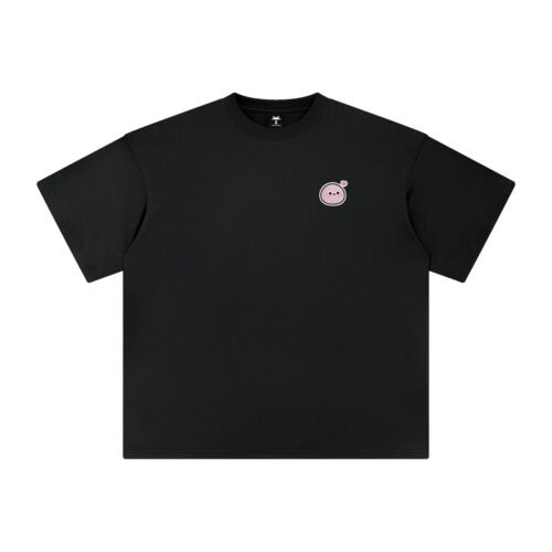 T-shirt oversized brodé Mochi – noir – cœur