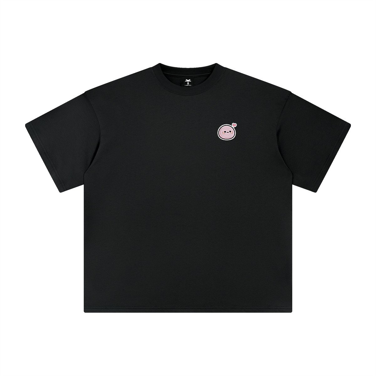 T-shirt oversized brodé Mochi – noir – cœur