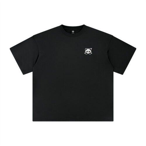 T-shirt oversized brodé Panda – noir – cœur