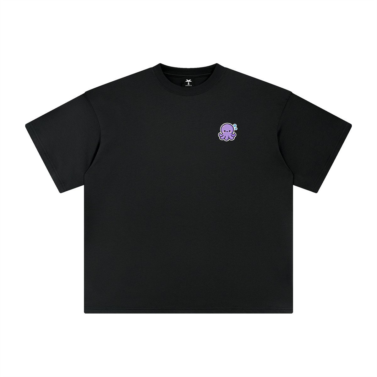 T-shirt oversized brodé Pieuvre – noir – cœur