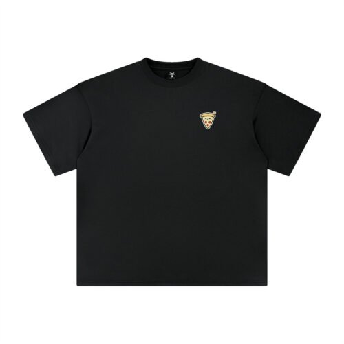 T-shirt oversized brodé Pizza – noir – cœur