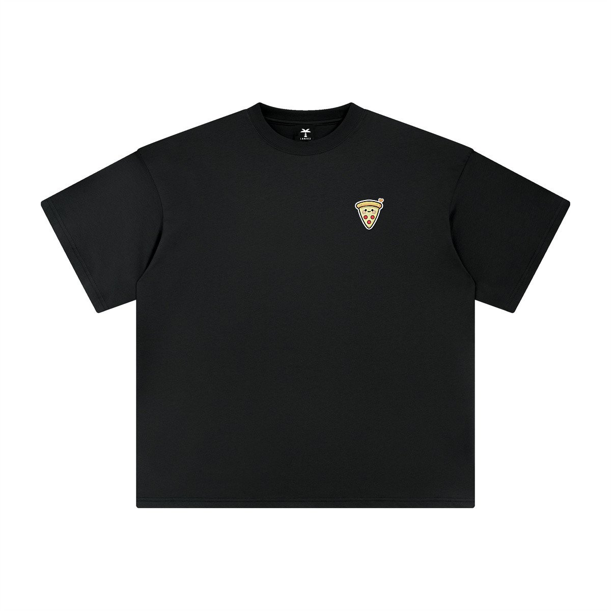 T-shirt oversized brodé Pizza – noir – cœur