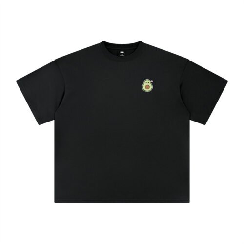 T-shirt oversized brodé Avocat – noir – cœur