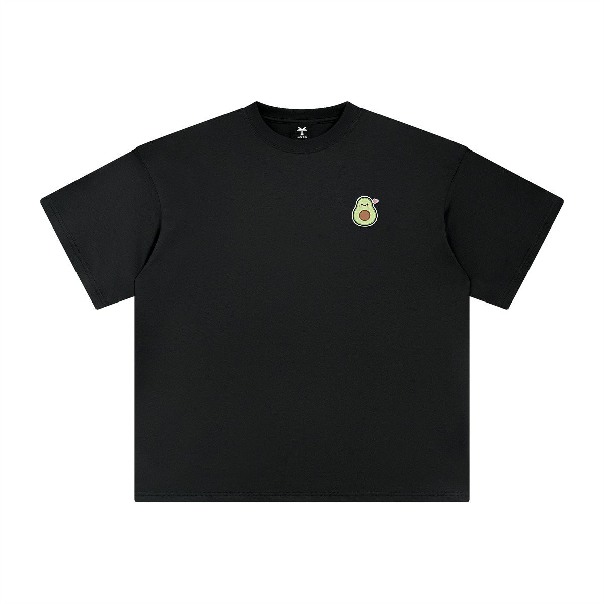 T-shirt oversized brodé Avocat – noir – cœur