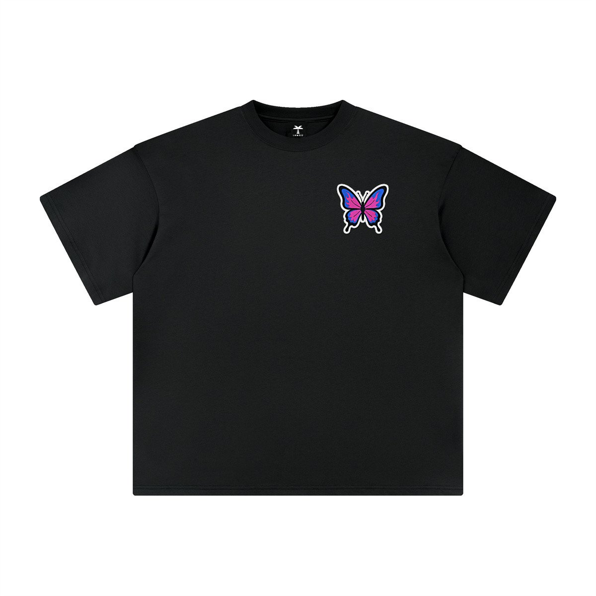 T-shirt oversized brodé Papillon – noir – cœur