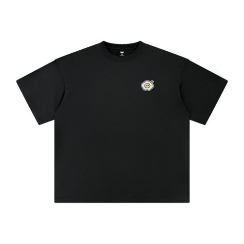 T-shirt oversized brodé Œuf – noir – cœur