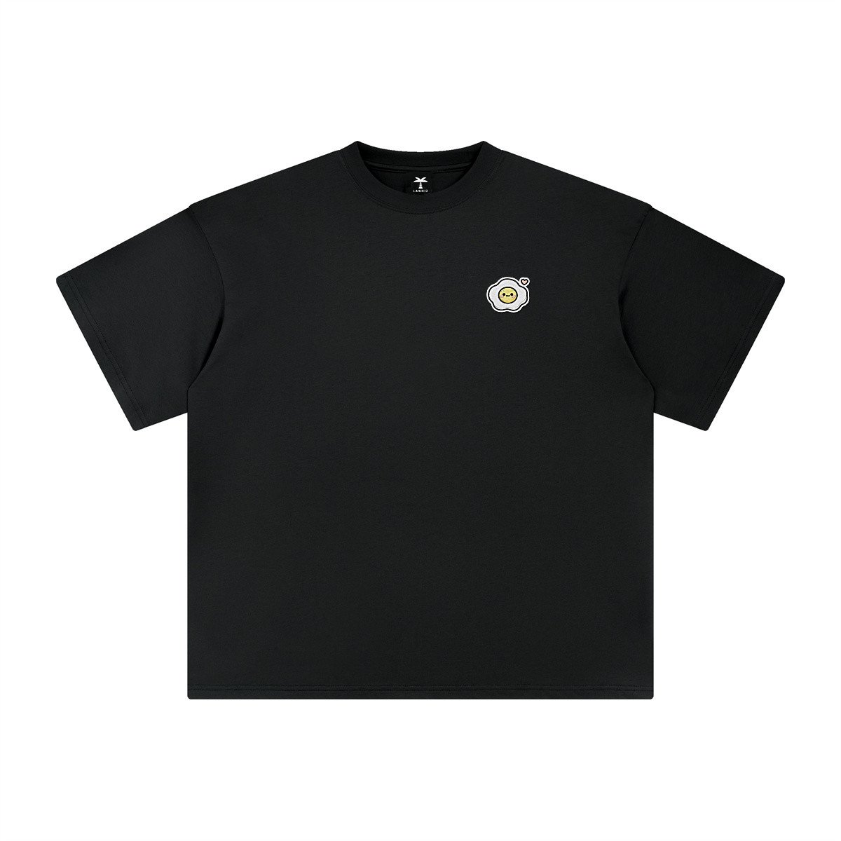 T-shirt oversized brodé Œuf – noir – cœur
