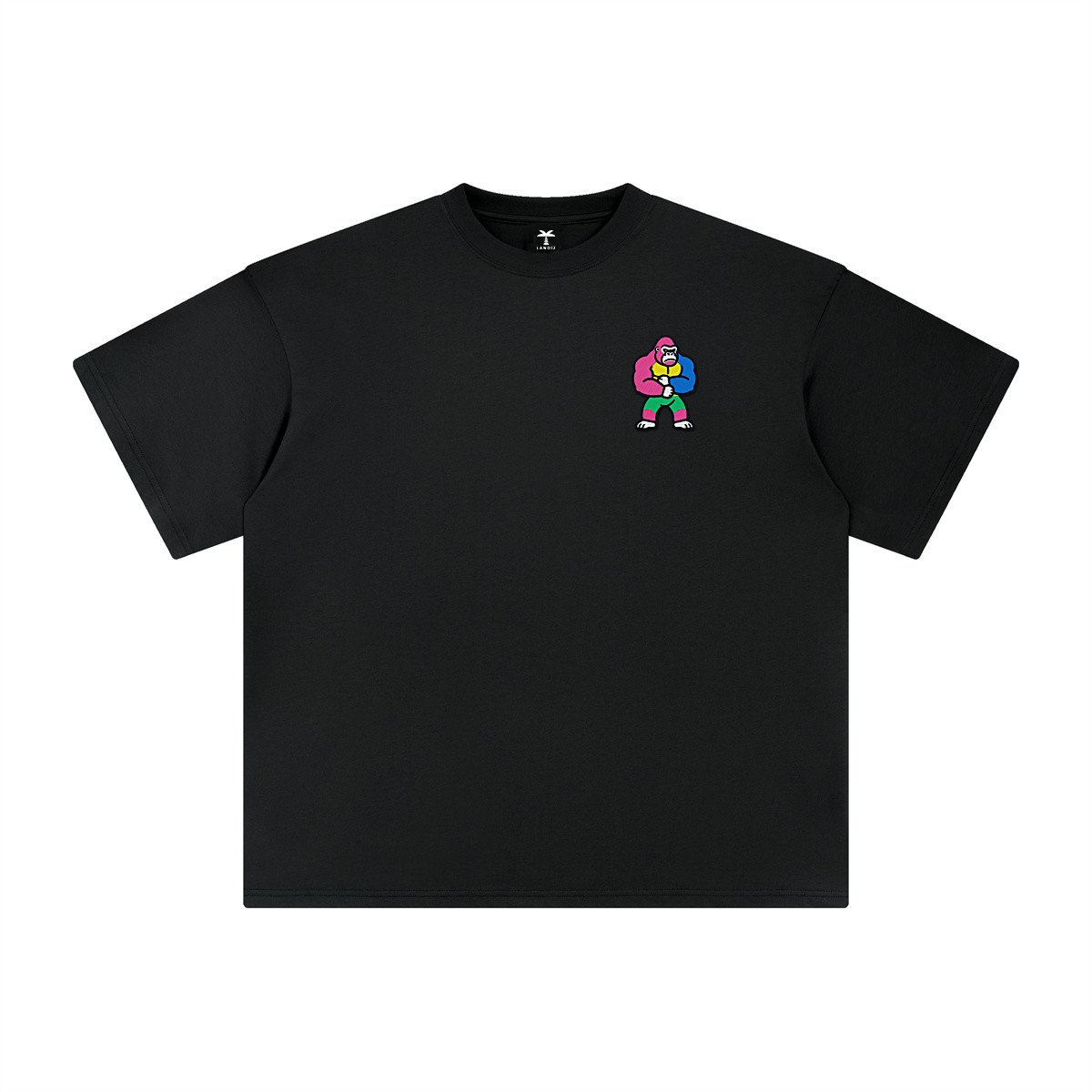 T-shirt oversized brodé Gorille – noir – cœur