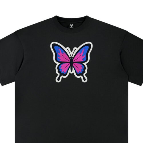 T-shirt oversized brodé Papillon – t-shirt noir brodé